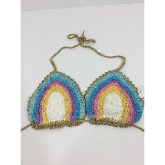 Pilyq Womens Romance Crochet Triangle Halter Bikini Top Size D NWT ROM-182R - Picture 9 of 9